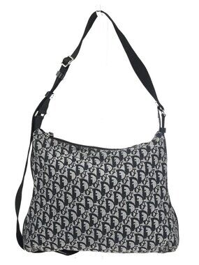CHRISTAIN DIOR Trotter Shoulder Messenger Bag Canvas Leather BK WE Italy 72KC791